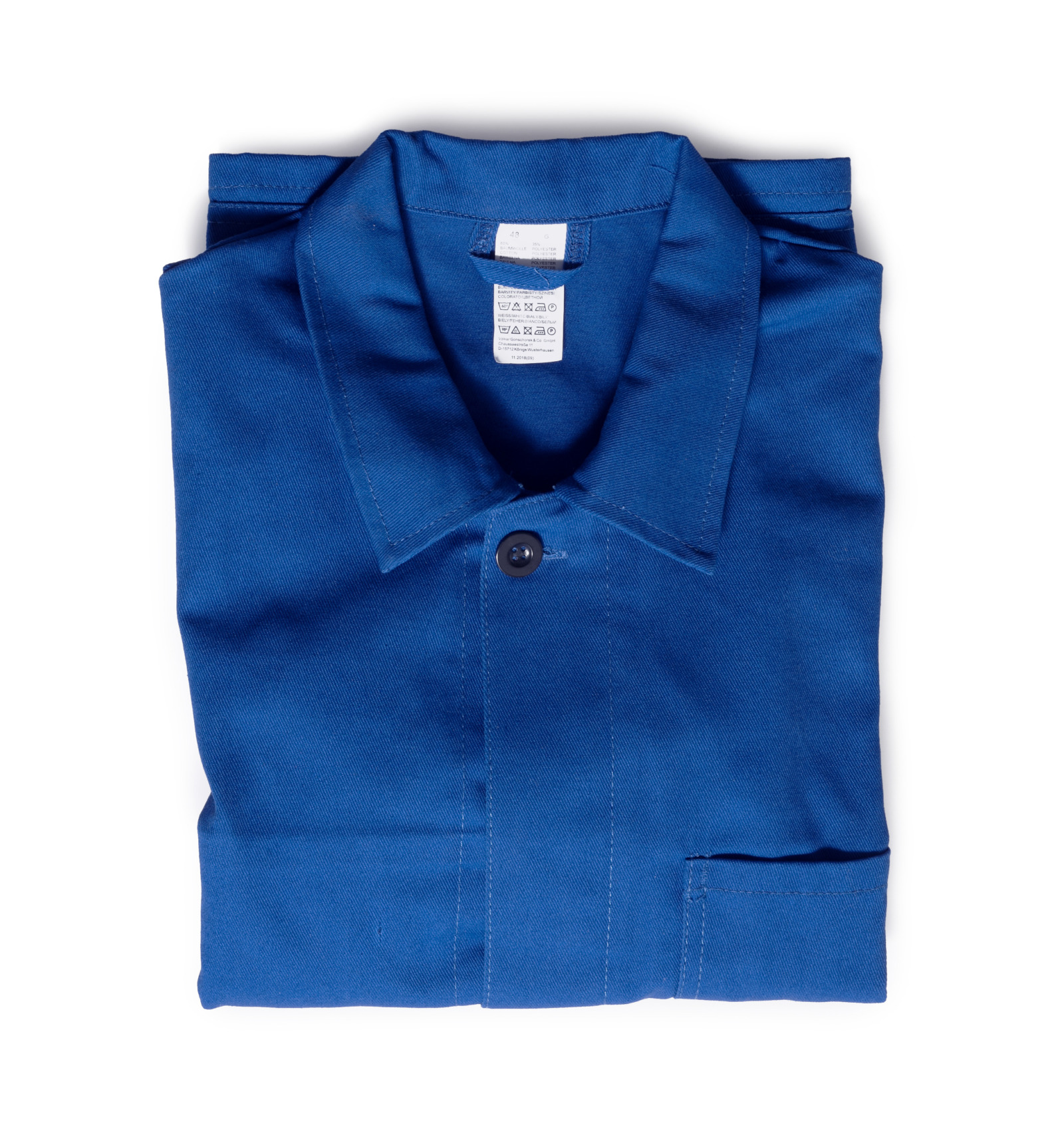 Blaue Arbeitsjacke gefaltet