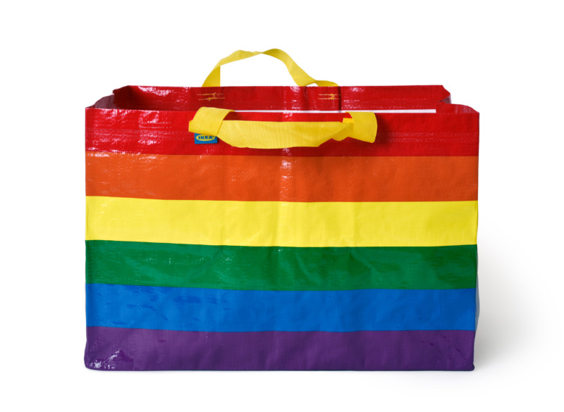 Bunte, wiederverwendbare Tragetasche in Regenbogenfarben